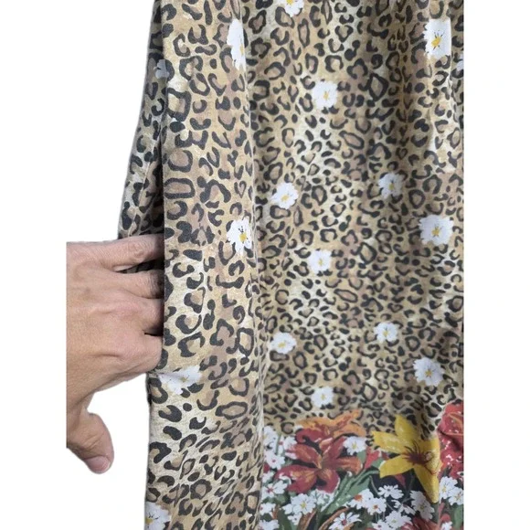 Anthony Richards Cotton House Dress Cheetah/ Floral Print  Sleeveless Mumu 2X - Picture 3 of 9